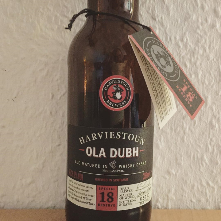 Ola Dubh 18 by Harviestoun Brewery (Highland Park Single Malt Whisky Cask Flavoured Craft Beer Stout)
