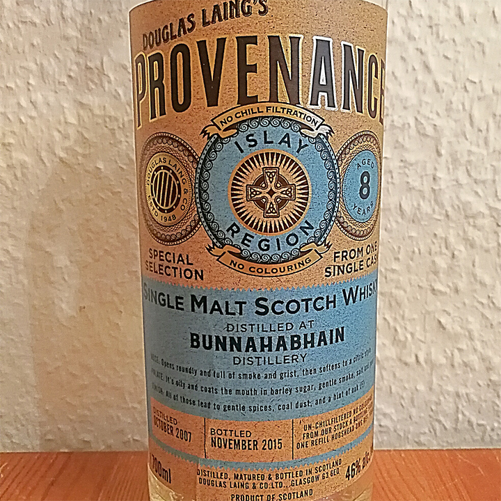 Bunnahabhain 8yo by Douglas Laing's Provenance (Single Malt Islay Scotch Whisky Cask Bottling Peaty Tasting Notes)