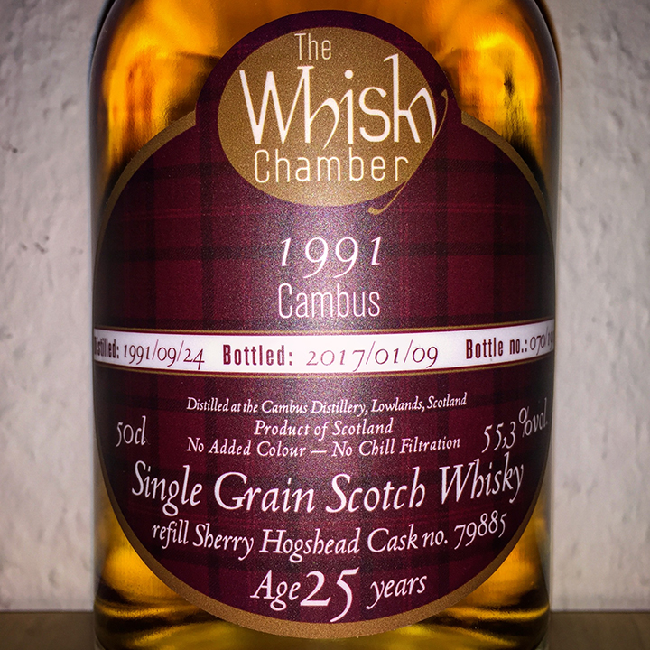 Cambus 25yo by The Whisky Chamber (Single Cask Grain Scotch Whisky Sherry Tasting Notes BarleyMania)