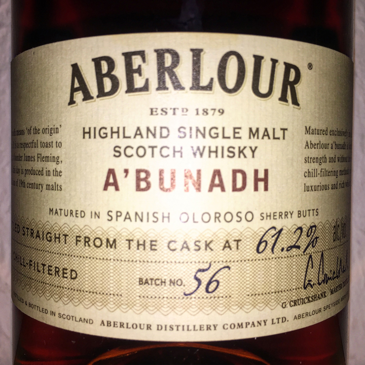 Aberour A'bunadh Batch 56 (Single Malt Speyside Scotch Whisky Cask Strength Oloroso Sherry Butt)