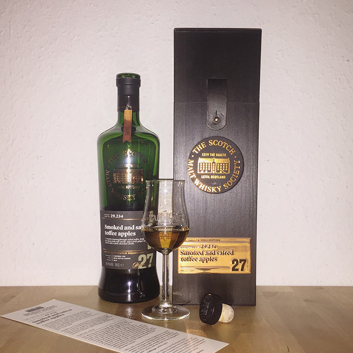 Laphroaig 27yo "29.234 Smoked and salted toffee apples" by The Scotch Malt Whisky Society (Single Cask Islay Peated Dram Vaults)