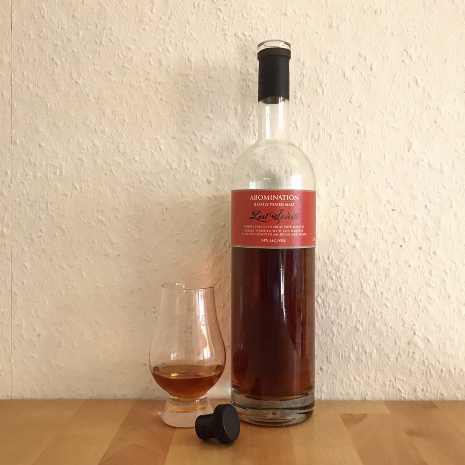 Abomination by Lost Spirits (Peated Single Malt Scotch Whisky Islay USA Riesling Reactor Experiment)