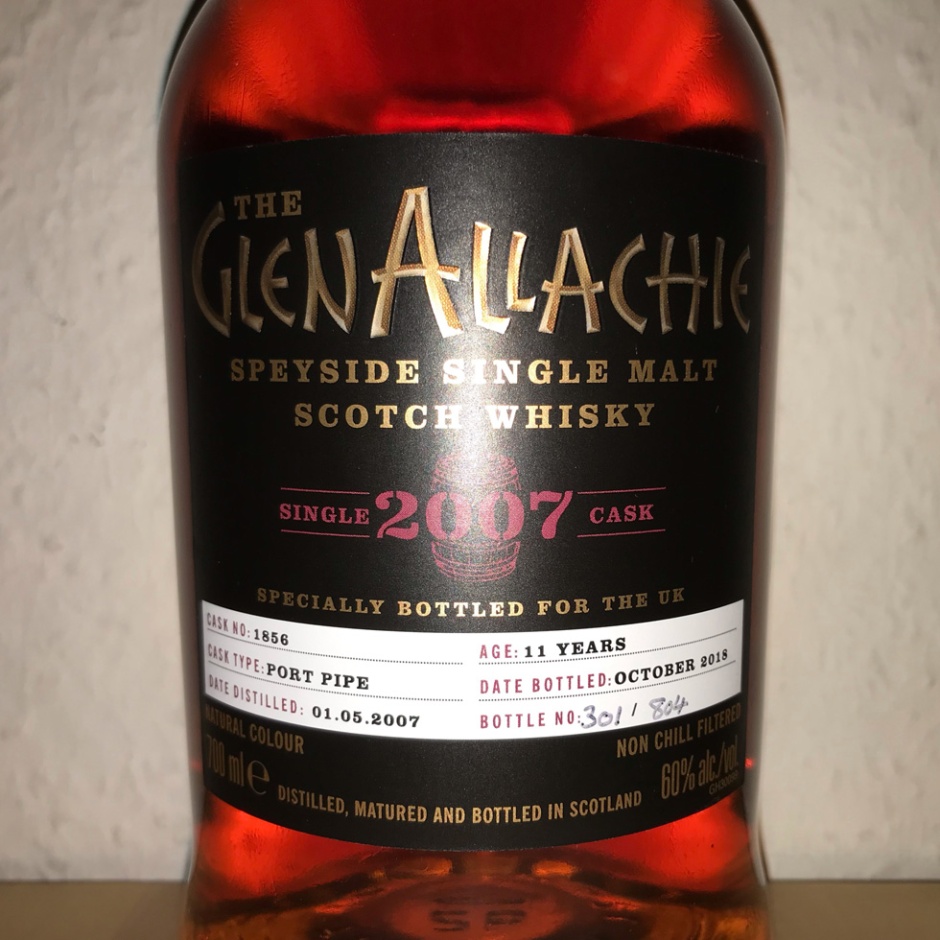 The GlenAllachie 11yo Single Cask (Speyside Malt Whisky Scotland Port Pipe Strength)