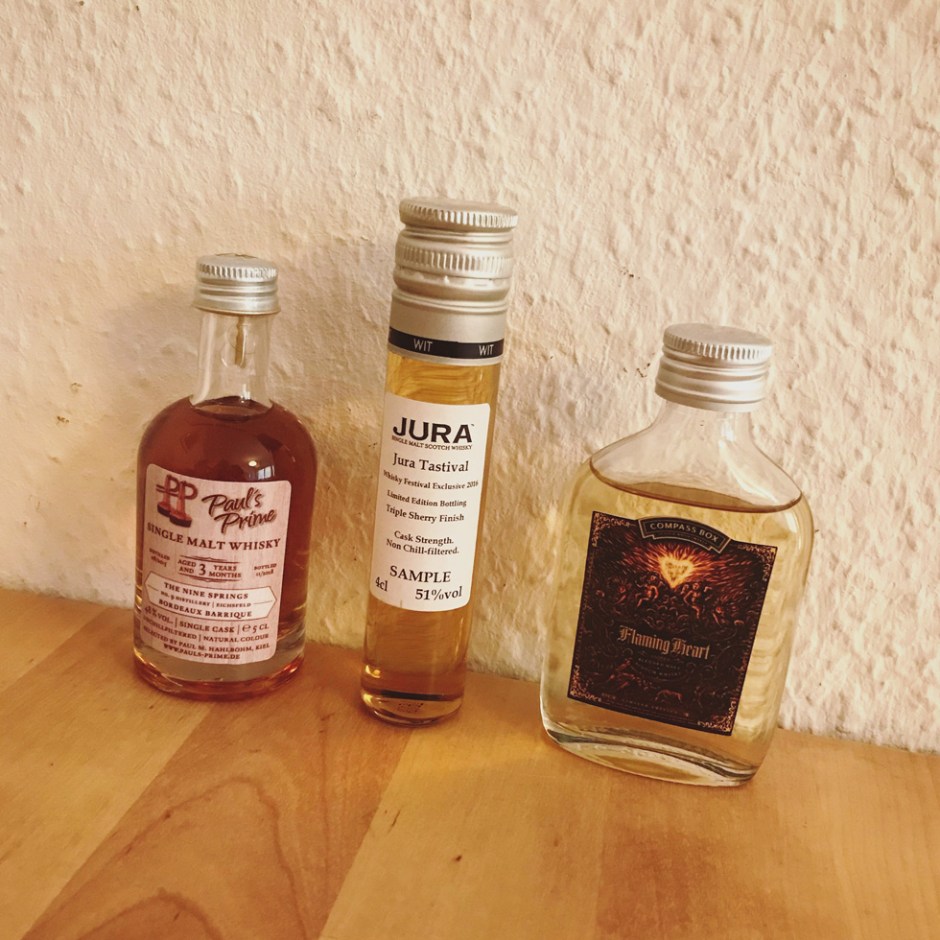 3 Samples by Paul's Prime, Jura and Compass Box (Single Malt Scotch German Blended Whisky Bottling Tasting Notes BarleyMania)