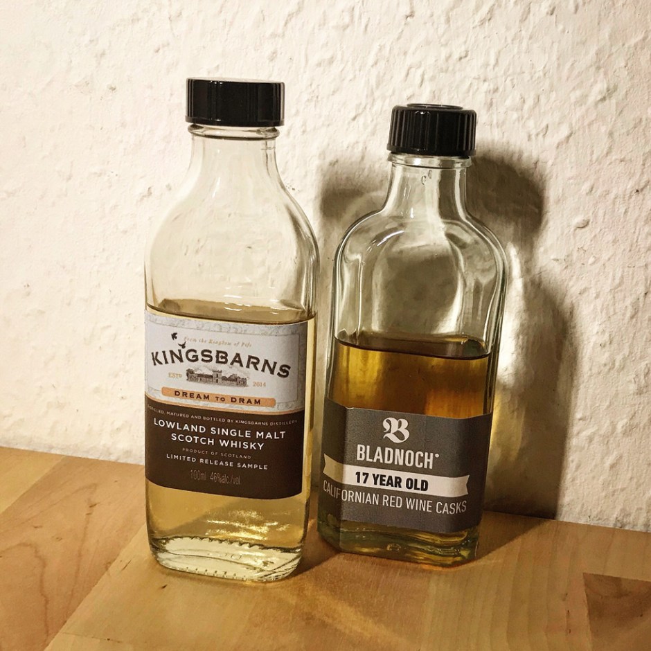 2x Lowlands Single Malt Scotch Whisky by Kingsbarns and Bladnoch (Vibrant Stills Scotland Dram Tasting Notes BarleyMania)