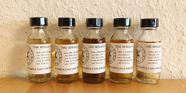 5x Single Cask Whisky from Claxton's (Scotch Malt Dram Longmorn Miltonduff Tobermory Loch Lomond Caol Ila Speyside Islay Notes)