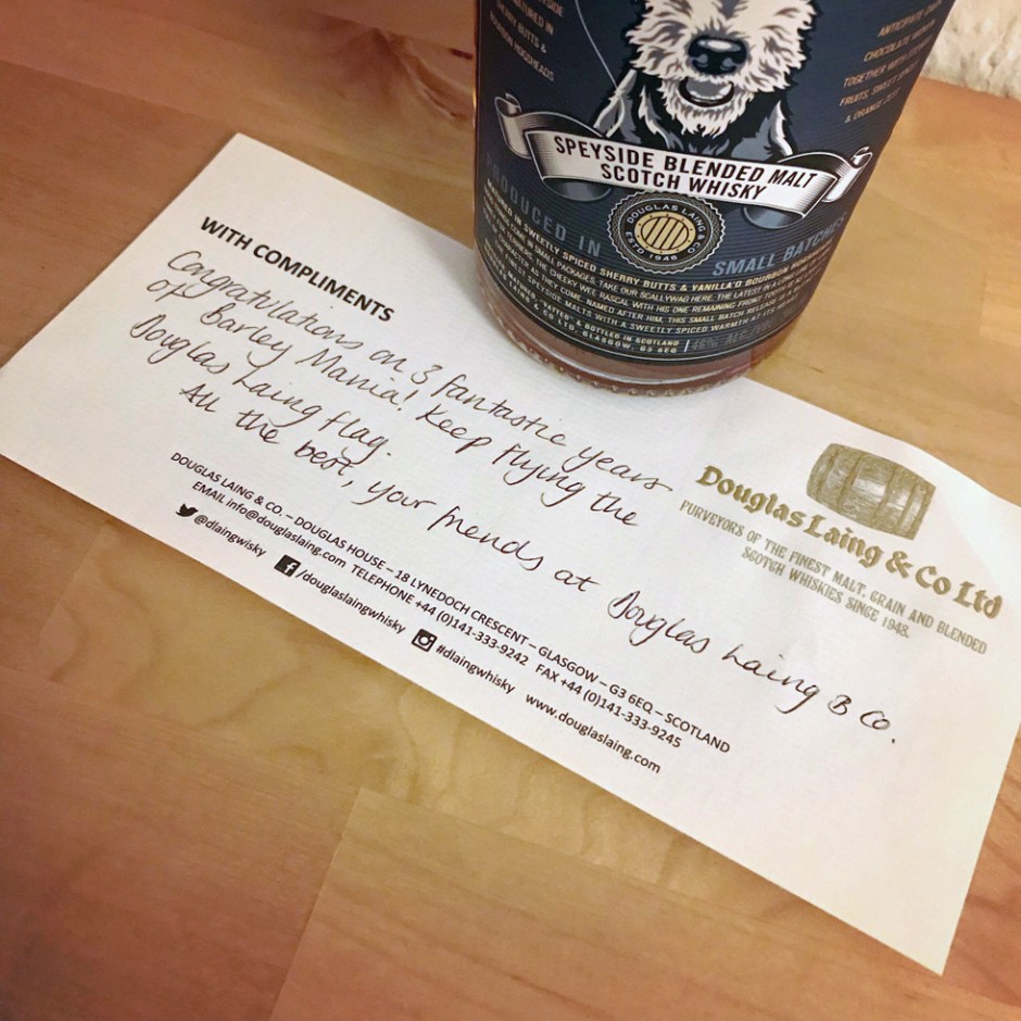 BarleyMania's Barleyversary 2019 (Single Blended Malt Scotch Whisky Scallywag Fary Lochan Kilchoman Weinquelle Give-Away Prize)