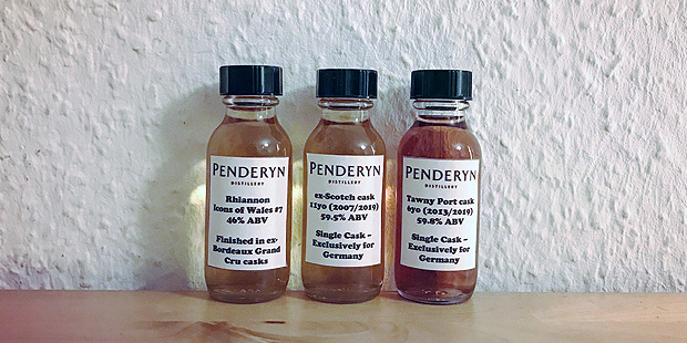 3x new Bottlings by Penderyn Distillery from Wales (Single Malt Cask Whisky Scotch Tawny Port Icons of Rhiannon)