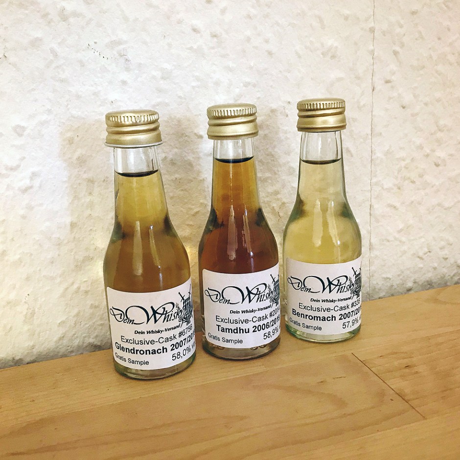 3 Single Cask Scotch Malt Whisky Exclusives bei DeinWhisky.de (Tamdhu Glendronach Benromach Speyside Tasting Notes)