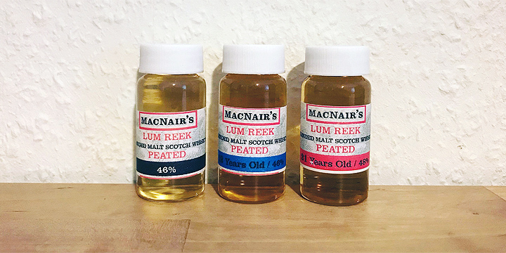 3x McNair's Lum Reek Peated Single Malt Scotch Whisky (The GlenAllachie Blog Tasting Notes BarleyMania)