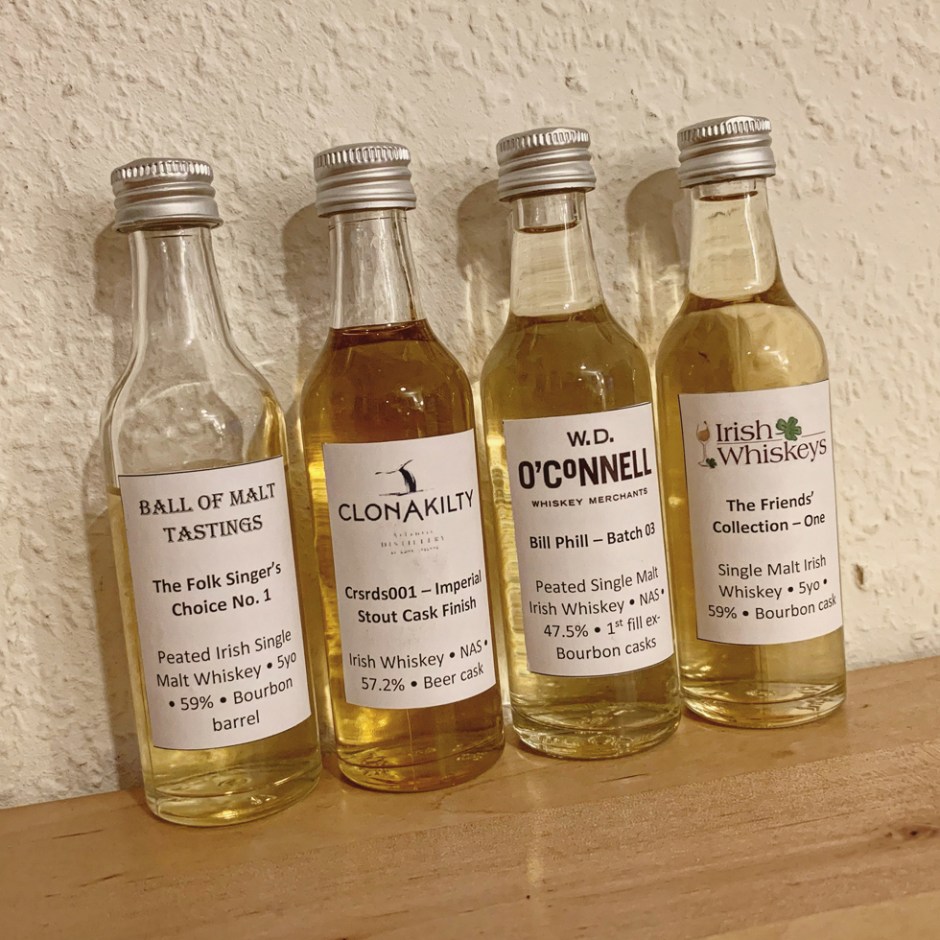 4x Special Bottling by Irish Whiskeys and Ball of Malt Tastings (Single Malt Cask Peat Ireland BarleyMania Blog Tasting Notes)
