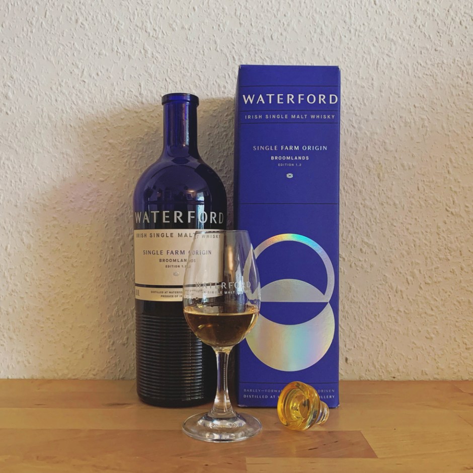 Full shot of Waterford Broomlands Irish Single Malt Whisky 1.2