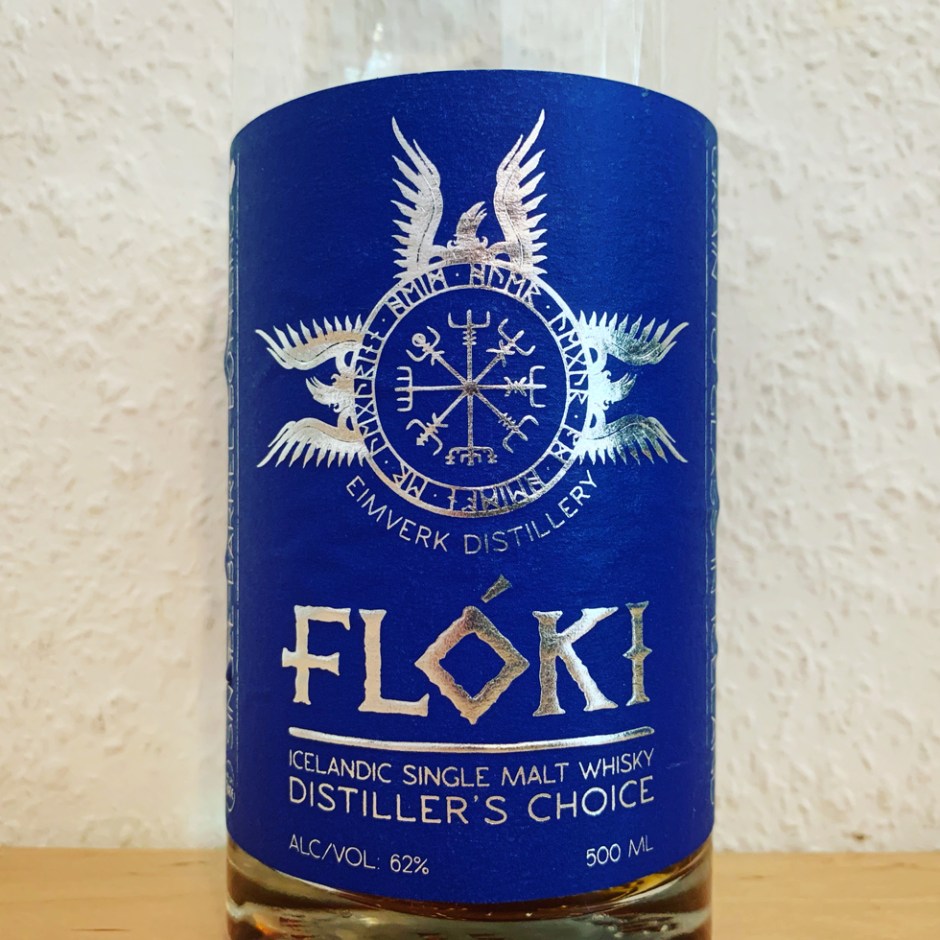 Label shot of Floki Distiller's Choice Icelanding Single Malt Whisky drawn from an Oloroso Sherry cask