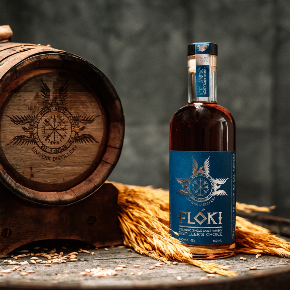 Promo shot of Floki Distiller's Choice Icelanding Single Malt Whisky drawn from an Oloroso Sherry cask