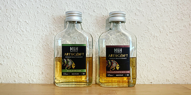 Header image of The M&H Distillery's "Art & Craft" single malt whisky releases from craft beer casks