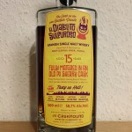 Label shot of Liber 15yo "El Diablito Sulfuroso by The Caskhound (Spanish Single Malt Whisky PX Sheery Cask)