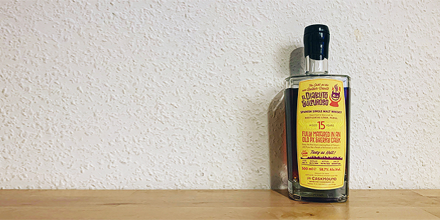 Header image of Liber 15yo "El Diablito Sulfuroso by The Caskhound (Spanish Single Malt Whisky PX Sheery Cask)
