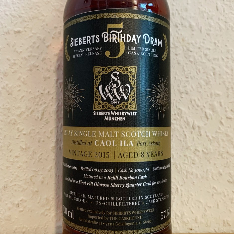 Label shot of Caol Ila 8yo Oloroso by Siebert's Whisky Welt